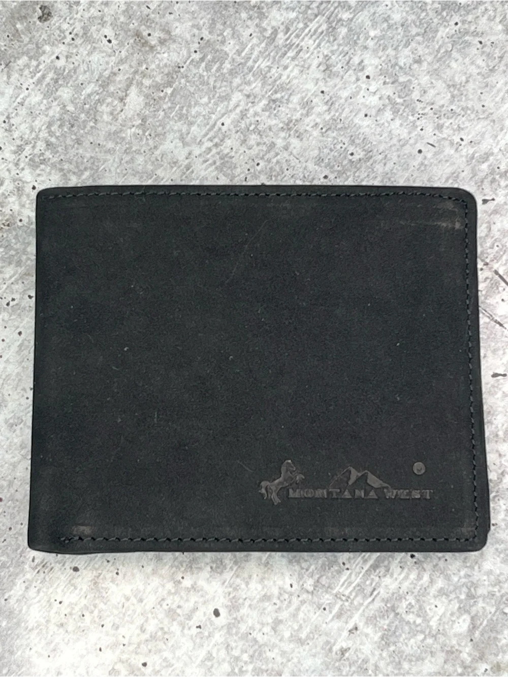 Montana West Black Men's Leather Card & Key Holder with Embossed Logo